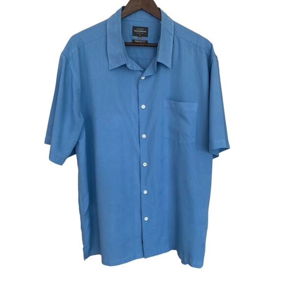 Quiksilver Waterman Collection Comfort Fit Blue Button Up Shirt - XL - Picture 1 of 6